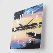 Sunset Dock Vierkante Klok (Hoek)