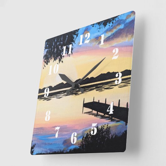 Sunset Dock Vierkante Klok (Hoek)