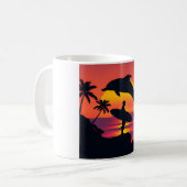 Sunset Dolfijn en Surfer Tropical Beach Koffie Mu Koffiemok (Voorkant links)