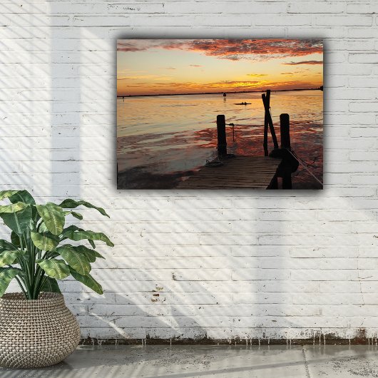 Sunset Dolphins Canvas Afdruk