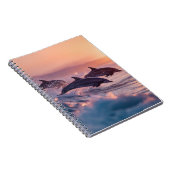 Sunset Dolphins Jumping Waves Notitieboek (Rechterzijde)