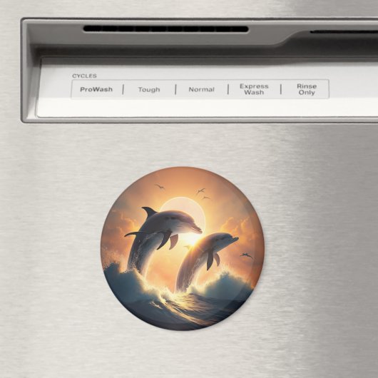 Sunset Dolphins Magnet (Insitu (Vaatwasser))