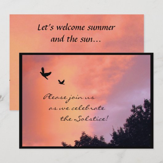 Sunset Doves Summer Solstice Party - Uitnodiging (Voorkant / Achterkant)