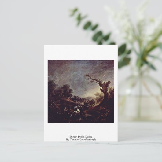 Sunset Draft Horses van Thomas Gainsborough Briefkaart (Staand voorkant)