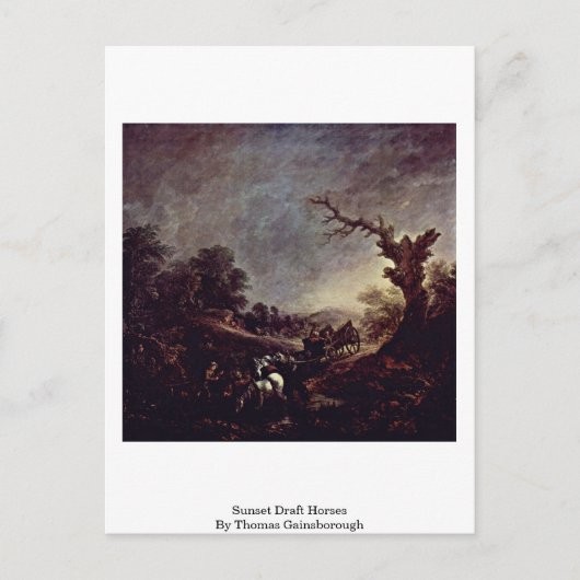Sunset Draft Horses van Thomas Gainsborough Briefkaart (Voorkant)