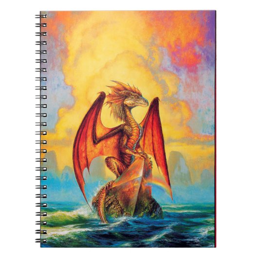 Sunset Dragon Fantasy Art Notitieboek - Betoverd (Voorkant)