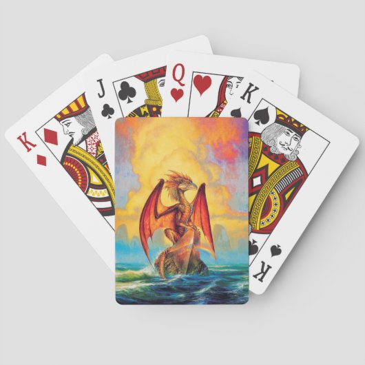 Sunset Dragon Fantasy Art-speelkaarten Pokerkaarten (Achterkant)