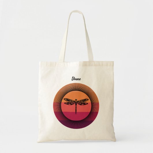 Sunset Dragonfly met naam Tote Bag (Voorkant)