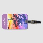 Sunset Dreaming landscape waterverf Bagagelabel (Voorkant (horizontaal))