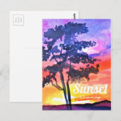 Sunset Dreaming landscape waterverf Briefkaart (Voorkant / Achterkant)