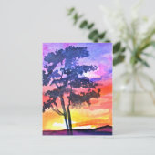 Sunset Dreaming landscape waterverf Briefkaart (Staand voorkant)