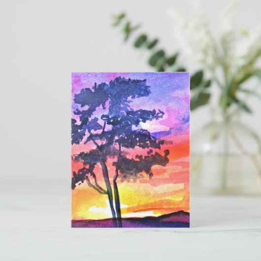 Sunset Dreaming landscape waterverf Briefkaart (Staand voorkant)