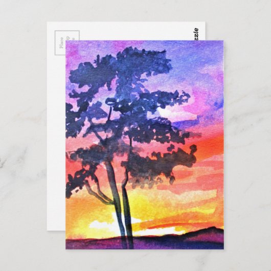 Sunset Dreaming landscape waterverf Briefkaart (Voorkant / Achterkant)