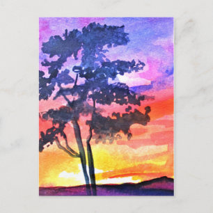 Sunset Dreaming landscape waterverf Briefkaart