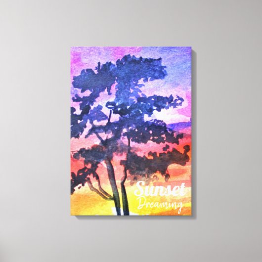 Sunset Dreaming landscape waterverf Canvas Afdruk (Voorkant)