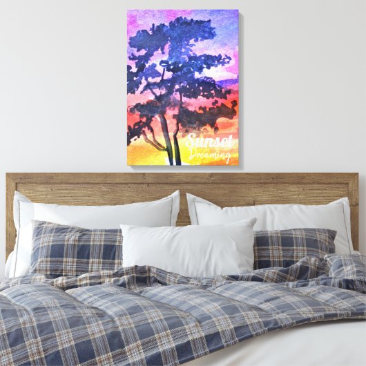 Sunset Dreaming landscape waterverf Canvas Afdruk (Insitu (Slaapkamer))