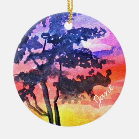 Sunset Dreaming landscape waterverf Keramisch Ornament (Voorkant)