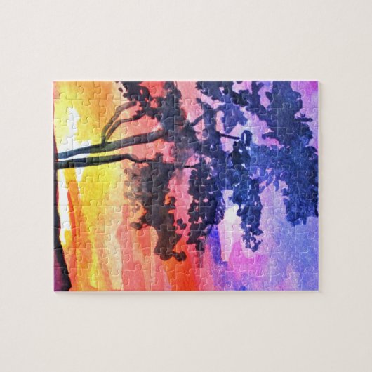 Sunset Dreaming landscape waterverf Legpuzzel (Horizontaal)