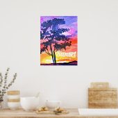 Sunset Dreaming landscape waterverf Poster (Keuken)