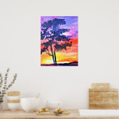 Sunset Dreaming landscape waterverf Poster (Keuken)