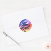 Sunset Dreaming landscape waterverf Ronde Sticker (Envelop)