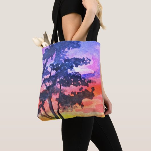 Sunset Dreaming landscape waterverf Tote Bag (Dichtbij)
