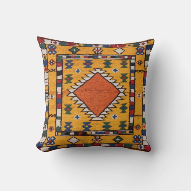 Sunset Dreams" Turks Geel Kilim Kussens: Kussen (Voorkant)