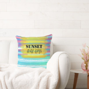 Sunset Dreams Turquoise Waterverf Stripes Kussen