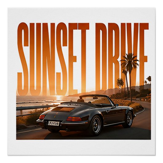Sunset Drive Luxe Wegreis Grafisch Perfect Poster (Voorkant)