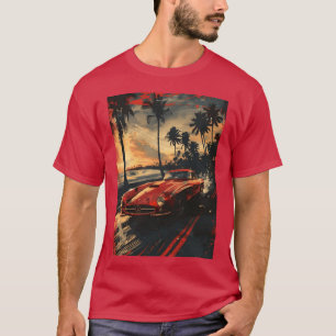 Sunset Drive Mercedes sportauto vrienden retro T-shirt