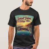 Sunset Drives &  Vibes - Retro Road Trip T-shirt (Voorkant)