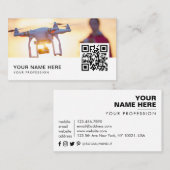 Sunset Drone Pilot QR Code Visitekaartje (Voorkant / Achterkant)
