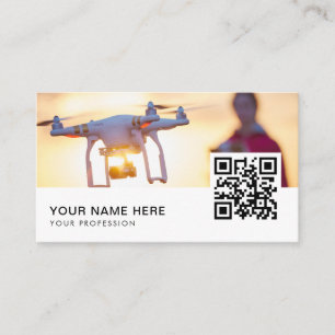 Sunset Drone Pilot QR Code Visitekaartje