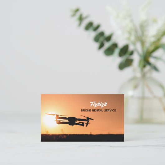 Sunset Drone Silhouette, Drone Pilot Visitekaartje (Staand voorkant)