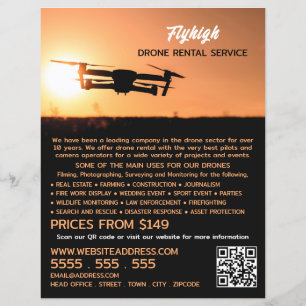 Sunset Drone Silhouette, Drone Rental Company Flyer