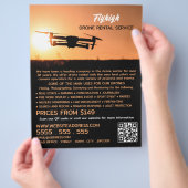 Sunset Drone Silhouette, Drone Rental Company Flyer (Hand)