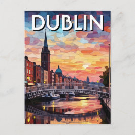 Sunset Dublin Ireland Travel Briefkaart