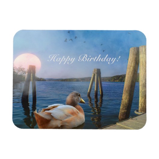 Sunset Duck Happy Birthday Magneet (Horizontaal)