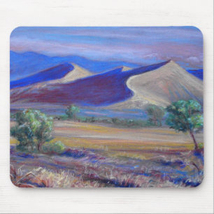 Sunset Dunes, Distant Mountains en Trees Mousepad Muismat