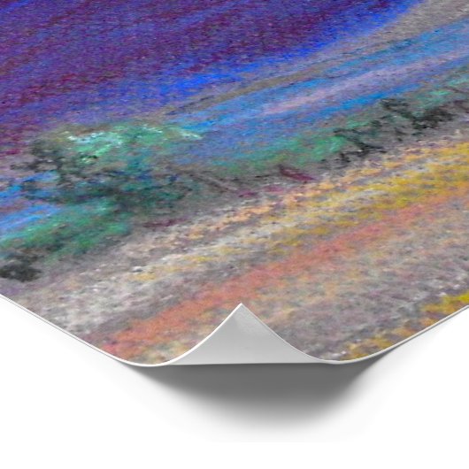 Sunset Dunes, Distant Mountains en Trees Poster (Hoek)