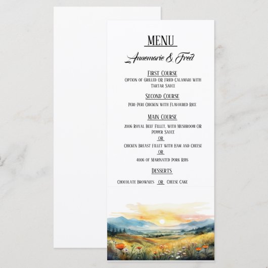 Sunset Elegant Flat Menu (Voorkant / Achterkant)