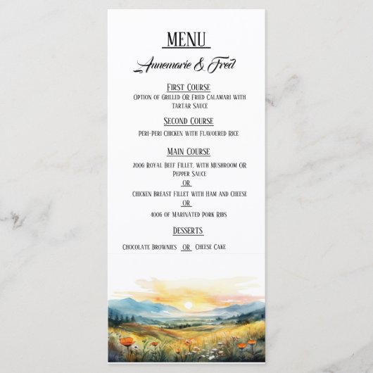 Sunset Elegant Flat Menu (Voorkant)