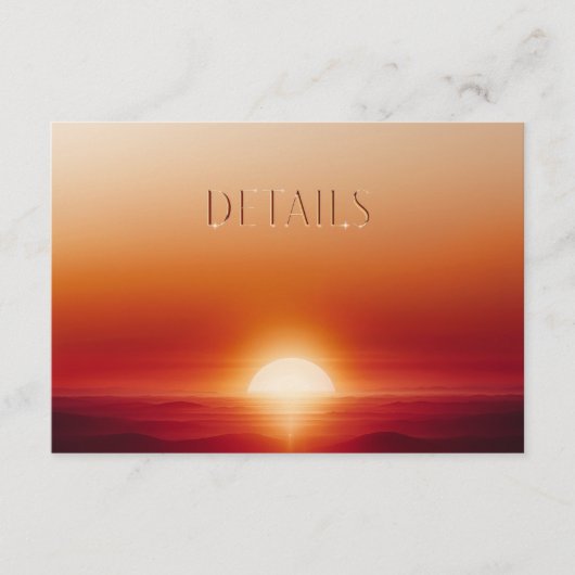 Sunset Elegant Wedding Details Kaart (Voorkant)