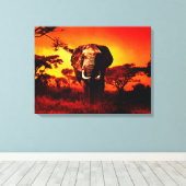 Sunset Elephant Canvas Afdruk (Insitu (Houten vloer))