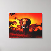 Sunset Elephant Canvas Afdruk (Voorkant)