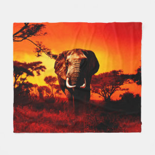 Sunset Elephant Fleece Deken