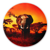 Sunset Elephant Keramische Knop (Voorkant)