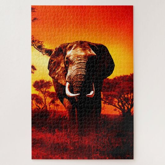 Sunset Elephant Legpuzzel (Verticaal)