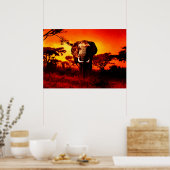 Sunset Elephant Poster (Keuken)