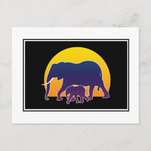 Sunset Elephants Briefkaart